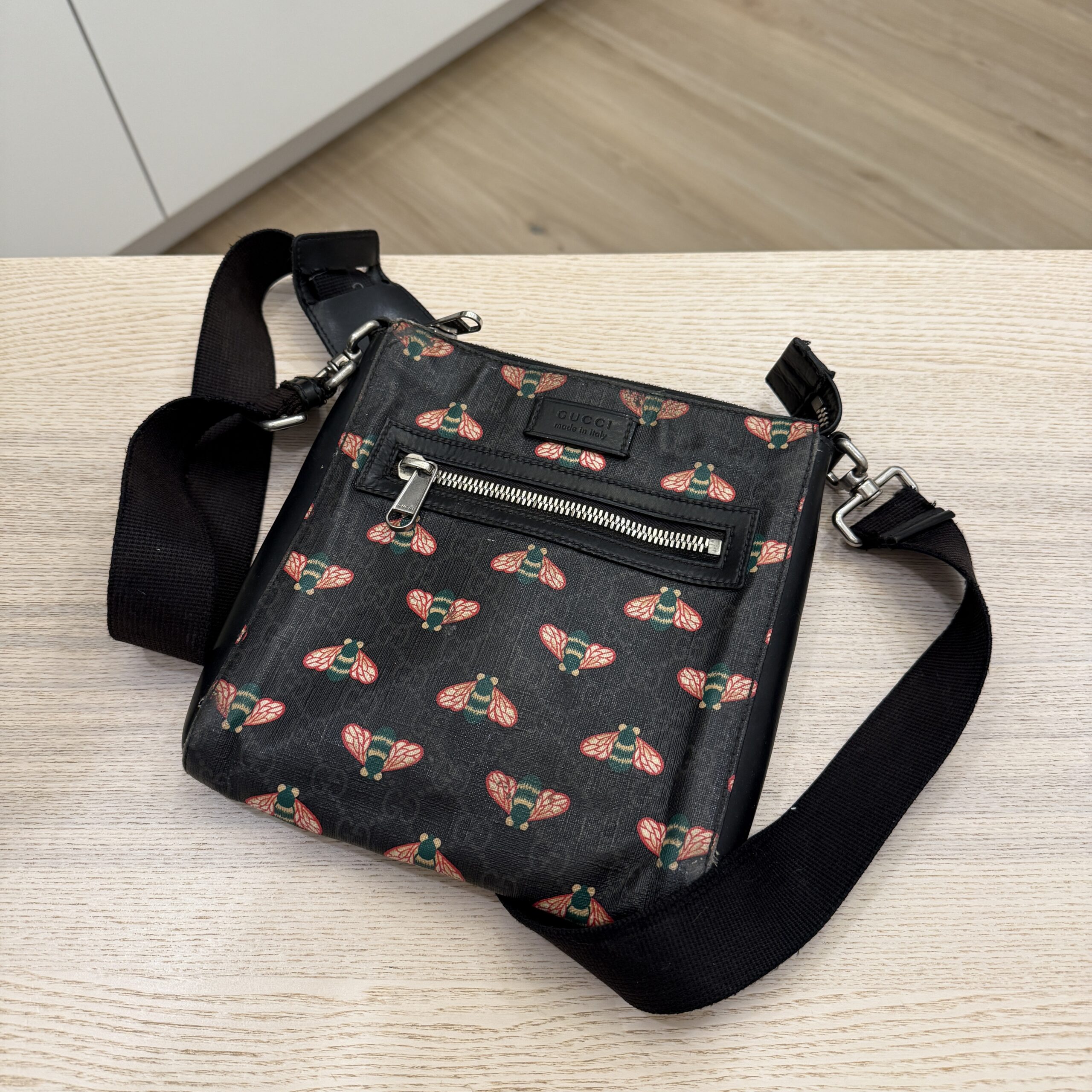 Gucci GG Supreme Monogram Web Messenger Bag Black Multicolor
