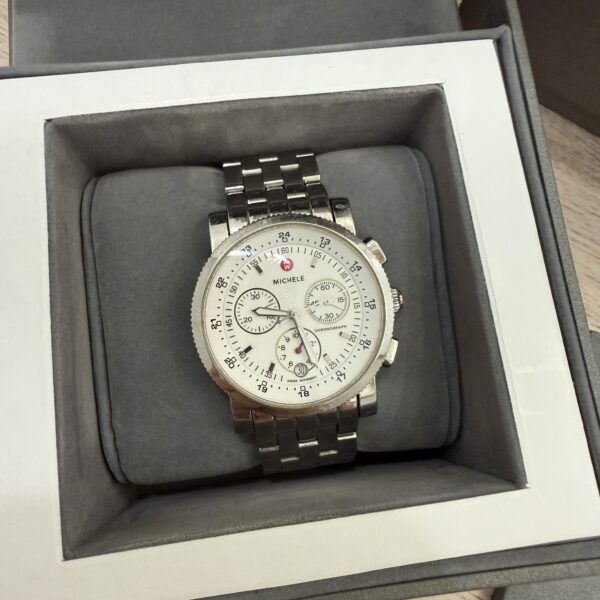 Michele Sport Sail Chronograph Stainless Steel 38mm White Chronograph Dial Watch