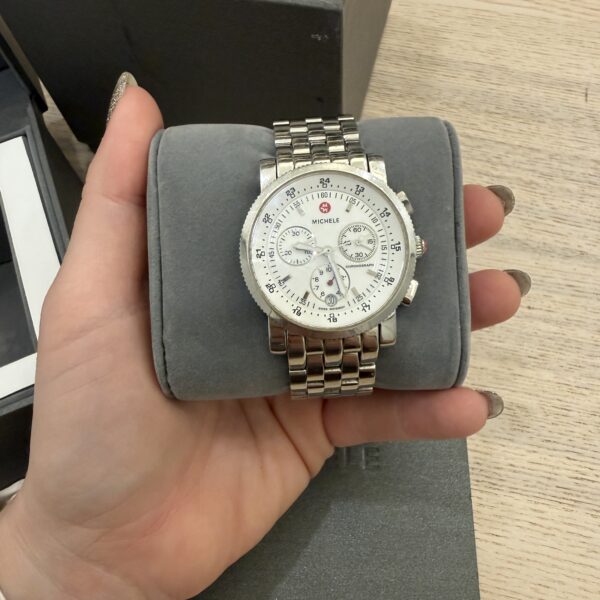 Michele Sport Sail Chronograph Stainless Steel 38mm White Chronograph Dial Watch