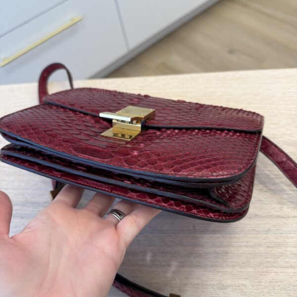 Celine Red/Black Python Medium Classic Box Shoulder Bag