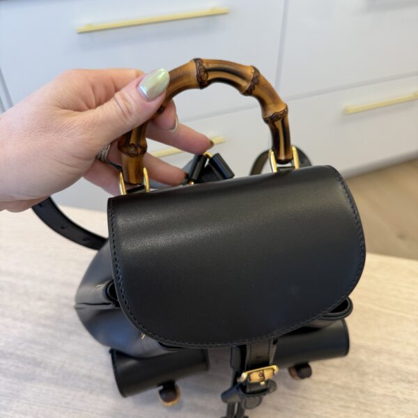 Gucci Calfskin Bamboo Backpack Black