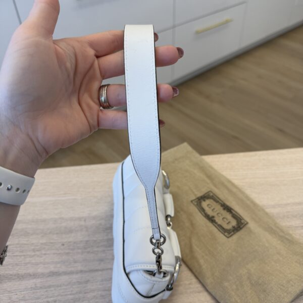 Gucci Nappa Vertical Matelasse Small Maxi Horsebit Chain Shoulder Bag White