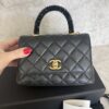 Chanel Calfskin Crystal Quilted Extra Mini Coco Handle Flap Black