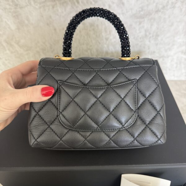 Chanel Calfskin Crystal Quilted Extra Mini Coco Handle Flap Black