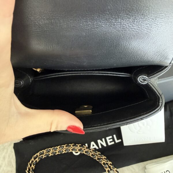 Chanel Calfskin Crystal Quilted Extra Mini Coco Handle Flap Black