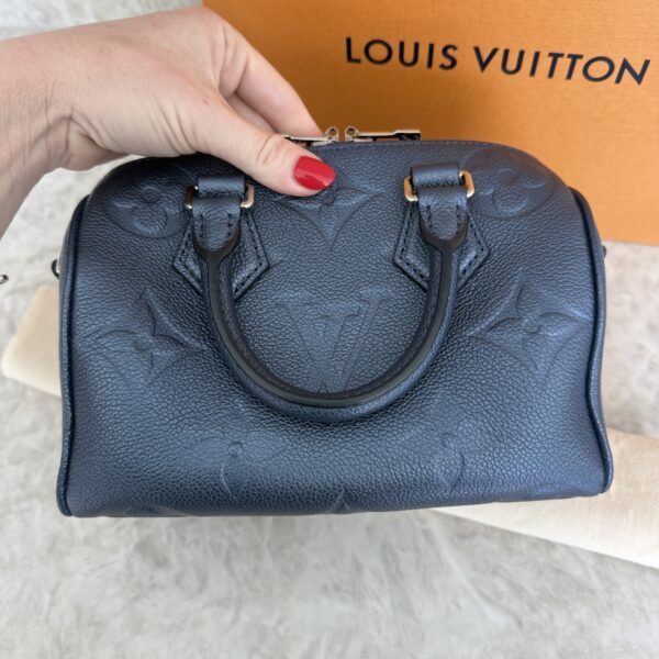 Louis Vuitton Metallic Empreinte Monogram Giant Speedy Bandouliere 20 Navy Nacre
