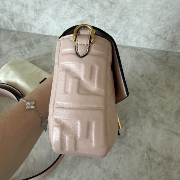 Fendi Nappa FF 1974 Embossed Baguette Rose