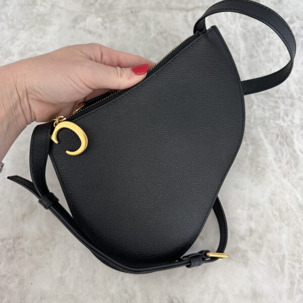 Christian Dior Black Smooth Calfskin Leather Saddle Pouch Crossbody Bag