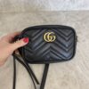 Gucci Calfskin Matelasse Mini GG Marmont Chain Shoulder Bag Black