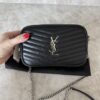 Saint Laurent Matelasse Monogram Mini Lou Camera Bag Black and Silver Hardware