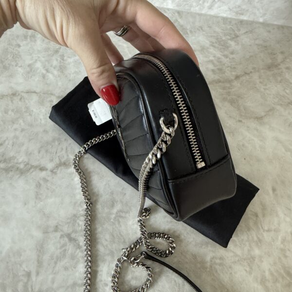 Saint Laurent Matelasse Monogram Mini Lou Camera Bag Black and Silver Hardware