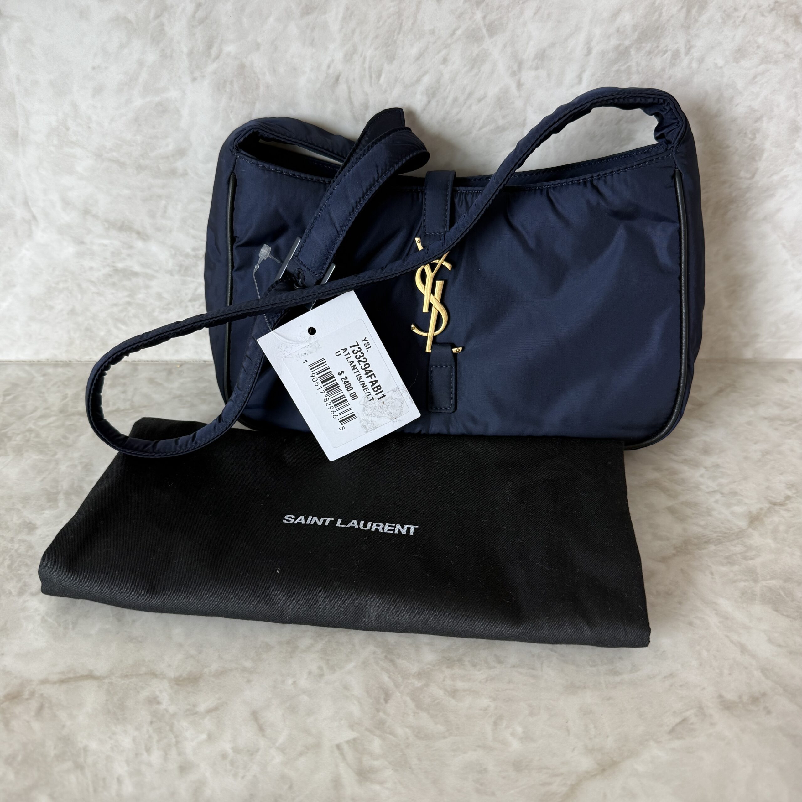 Saint Laurent (YSL) Econyl Nylon Le 5 A 7 Hobo Navy
