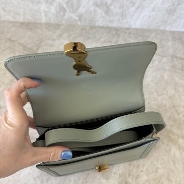 Saint Laurent (YSL) Smooth Calfskin Small Solferino Satchel Acqua