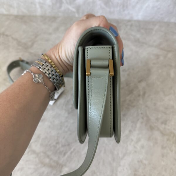 Saint Laurent (YSL) Smooth Calfskin Small Solferino Satchel Acqua