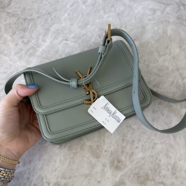 Saint Laurent (YSL) Smooth Calfskin Small Solferino Satchel Acqua