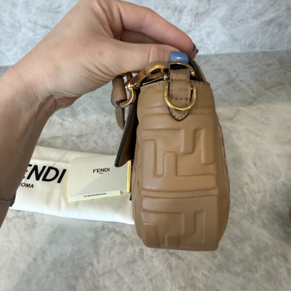 Fendi Nappa FF 1974 Embossed Baguette Miele Scuro