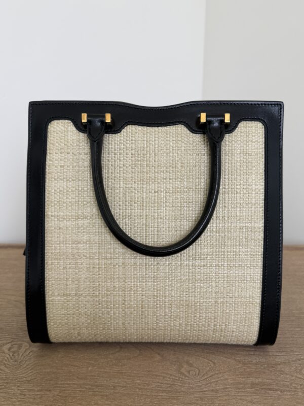 Saint Laurent (YSL) Uptown Tote Canvas with Leather Small