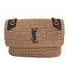 Saint Laurent (YSL) Raffia Calfskin Monogram Medium Niki Chain Satchel Natural
