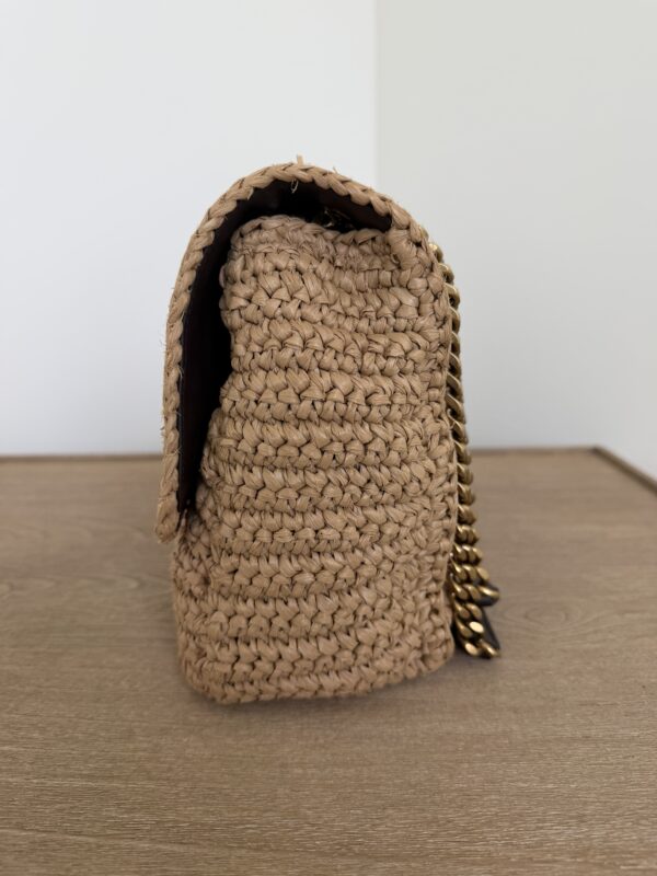 Saint Laurent (YSL) Raffia Calfskin Monogram Medium Niki Chain Satchel Natural