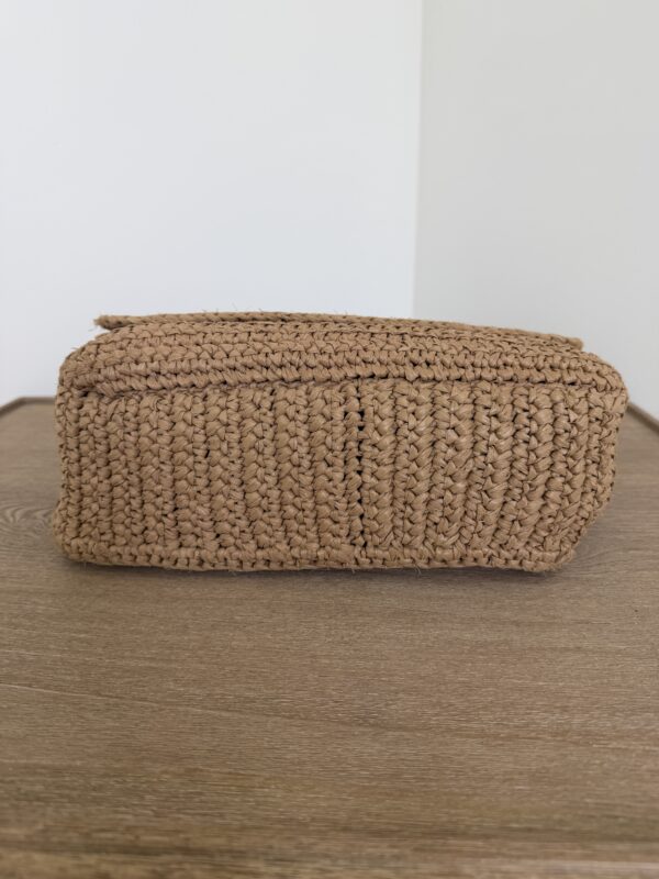 Saint Laurent (YSL) Raffia Calfskin Monogram Medium Niki Chain Satchel Natural