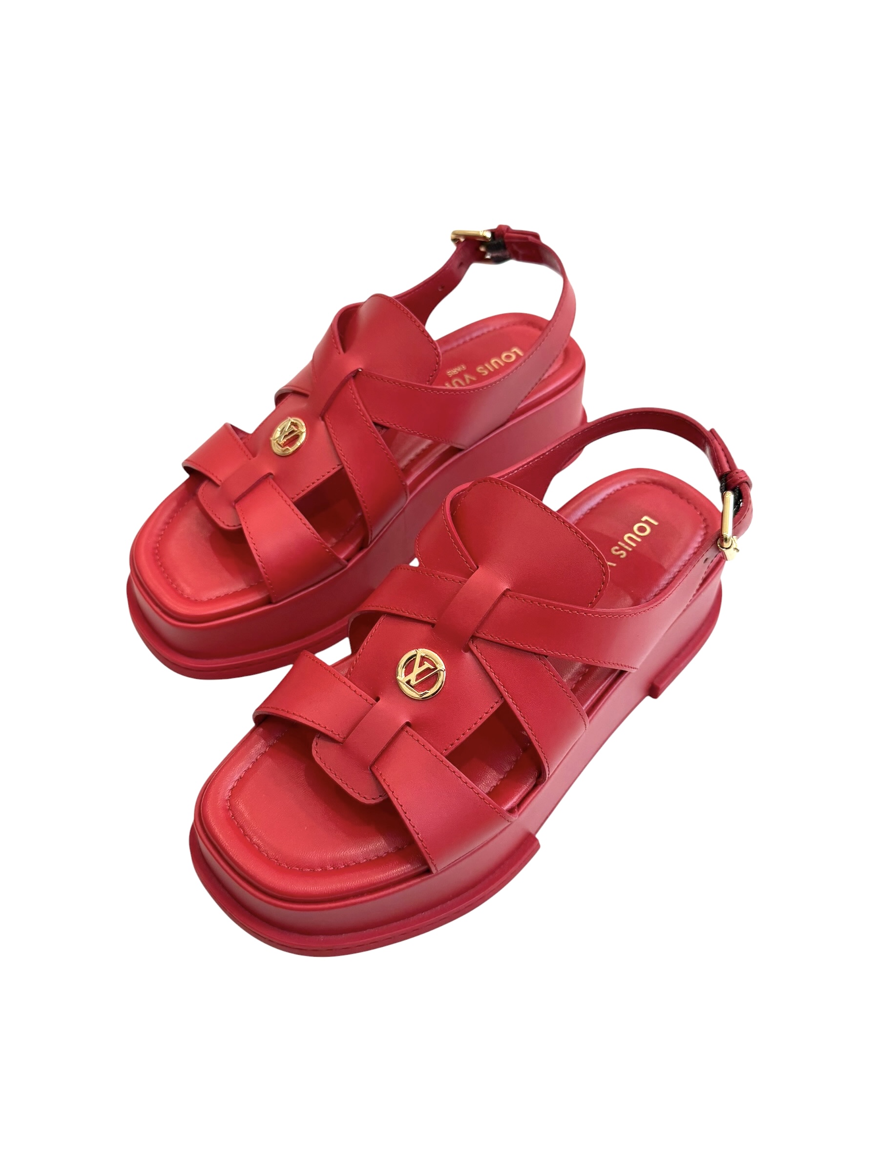 Louis Vuitton Maya Flatform Calfskin Slingback Sandals Women's Size:| IT 39