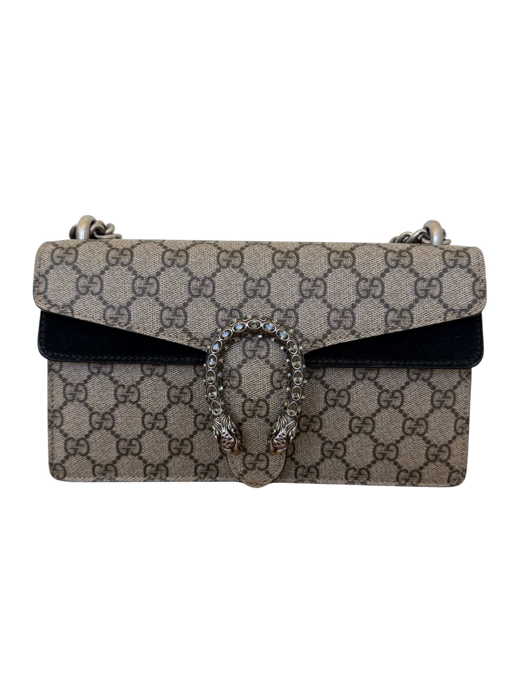 Gucci Dionysus Bag GG Coated Canvas with Crystal Embellished Metal Small Black