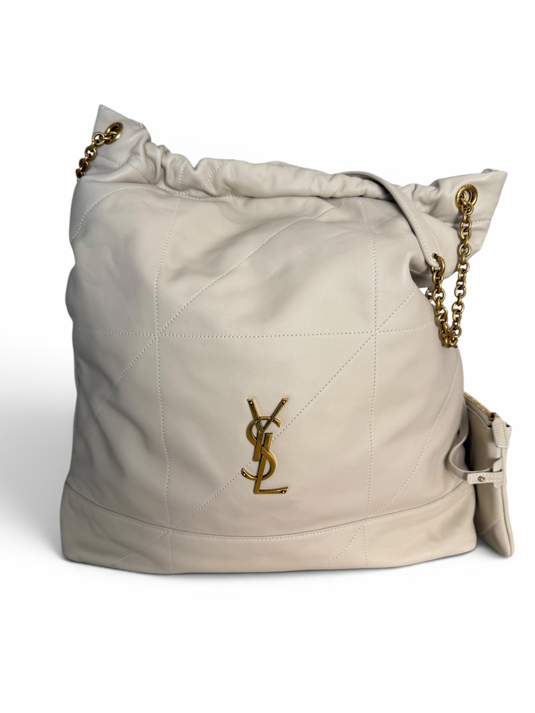 Saint Laurent (YSL) Lambskin Matelasse Large Jamie Pochon Crema Soft