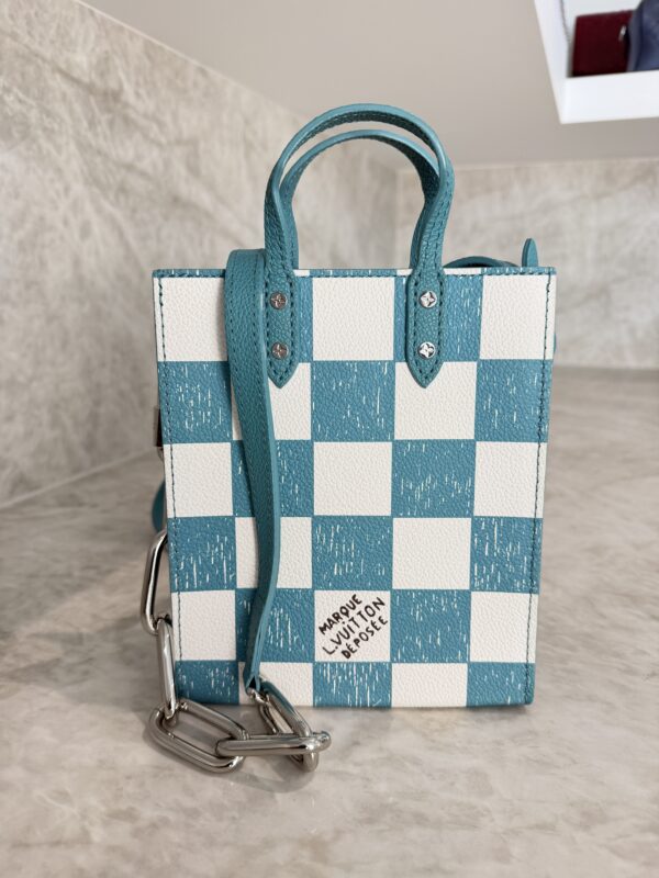 Louis Vuitton Sac Plat Bag Pencil Effect Damier Printed Leather XS