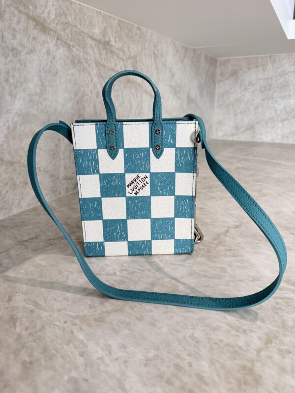Louis Vuitton Sac Plat Bag Pencil Effect Damier Printed Leather XS