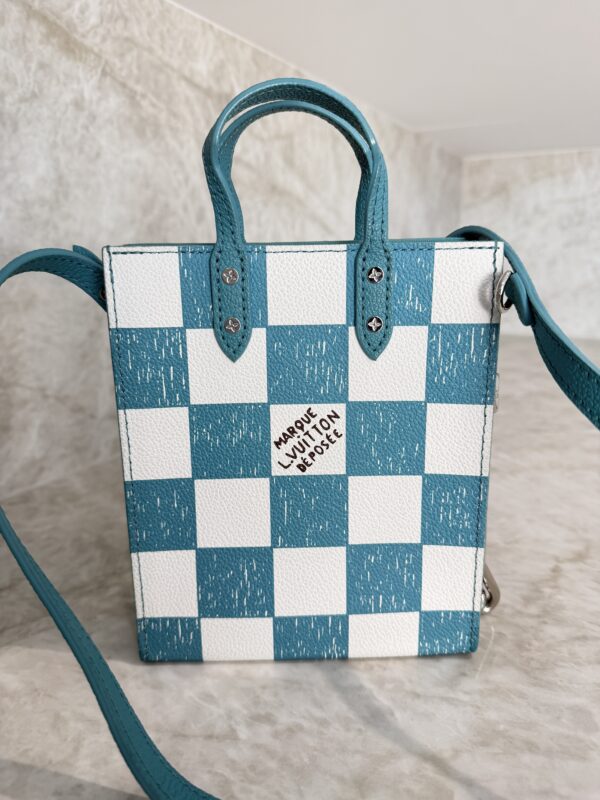 Louis Vuitton Sac Plat Bag Pencil Effect Damier Printed Leather XS