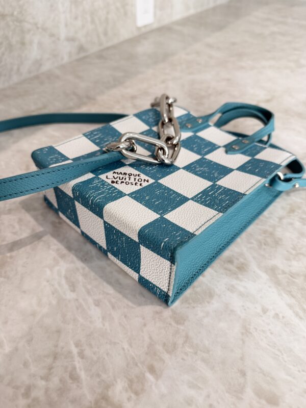 Louis Vuitton Sac Plat Bag Pencil Effect Damier Printed Leather XS