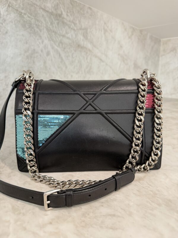 Christian Dior Lambskin Sequin Medium Diorama Flap Bag Black