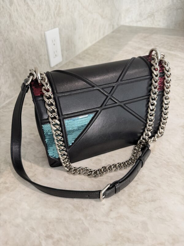 Christian Dior Lambskin Sequin Medium Diorama Flap Bag Black
