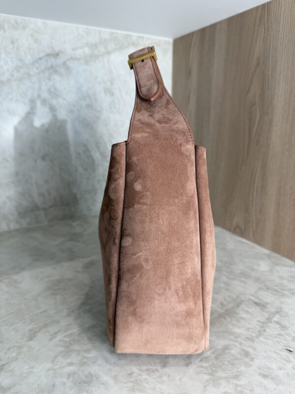 Saint Laurent (YSL) Suede Small Le 5 A 7 Soft Hobo Barely Pink