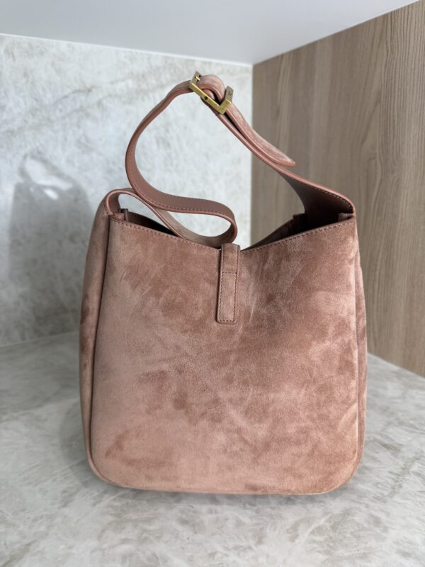 Saint Laurent (YSL) Suede Small Le 5 A 7 Soft Hobo Barely Pink