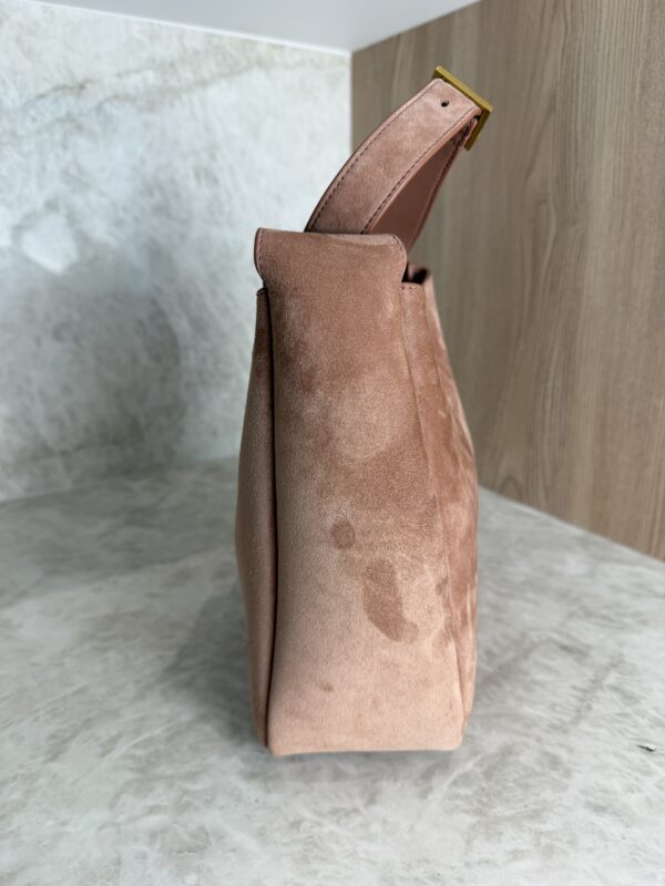 Saint Laurent (YSL) Suede Small Le 5 A 7 Soft Hobo Barely Pink