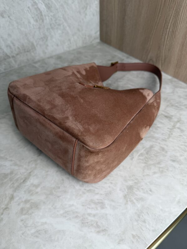 Saint Laurent (YSL) Suede Small Le 5 A 7 Soft Hobo Barely Pink