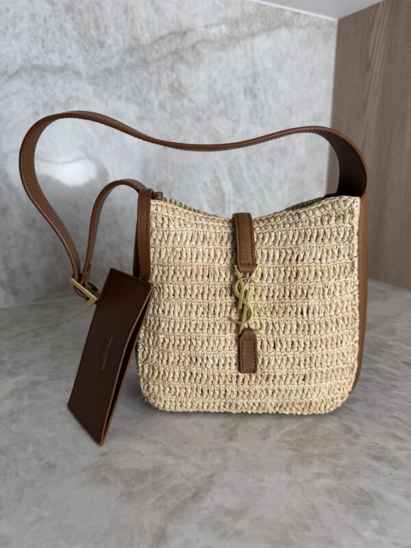 Saint Laurent (YSL) Raffia Baby Supple Le 5 A 7 Hobo