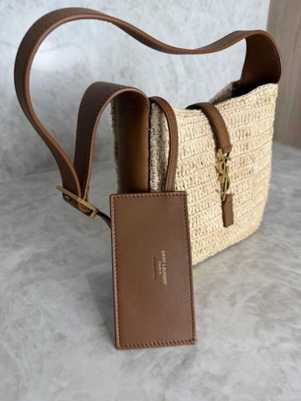 Saint Laurent (YSL) Raffia Baby Supple Le 5 A 7 Hobo