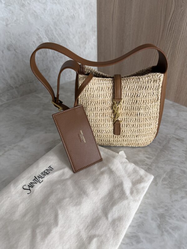 Saint Laurent (YSL) Raffia Baby Supple Le 5 A 7 Hobo
