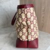 Gucci Straw Jacquard Dollar Calfskin GG Monogram Medium Ophidia Shopping Tote Natural New Cherry Red
