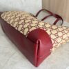 Gucci Straw Jacquard Dollar Calfskin GG Monogram Medium Ophidia Shopping Tote Natural New Cherry Red