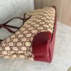 Gucci Straw Jacquard Dollar Calfskin GG Monogram Medium Ophidia Shopping Tote Natural New Cherry Red