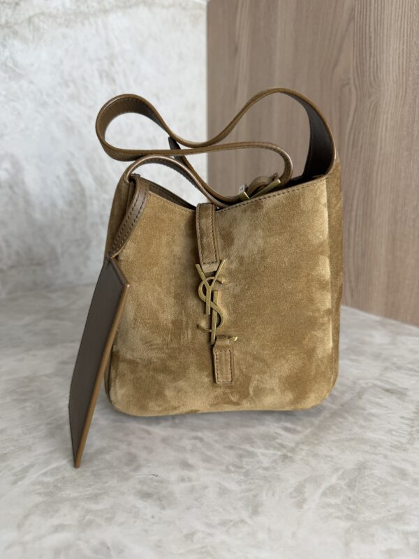 Saint Laurent (YSL) Suede Baby Supple Le 5 A 7 Hobo Golden Leaf