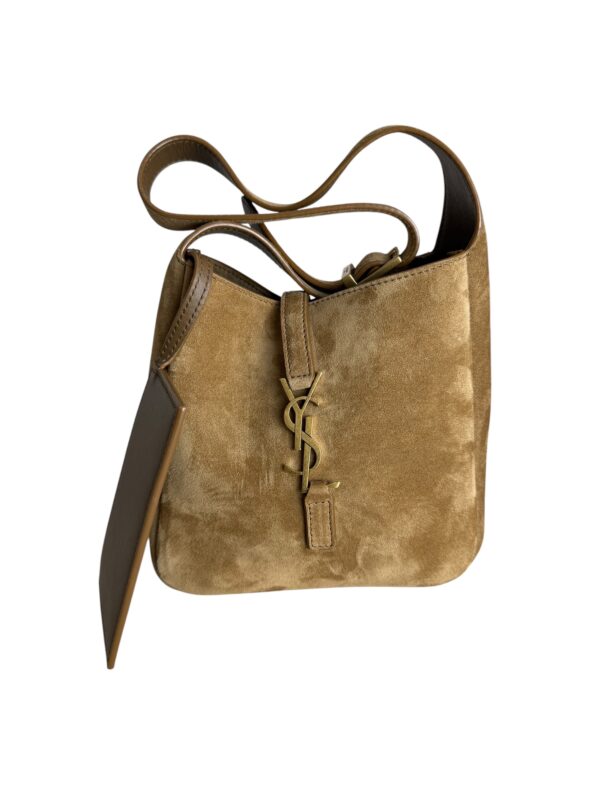 Saint Laurent (YSL) Suede Baby Supple Le 5 A 7 Hobo Golden Leaf