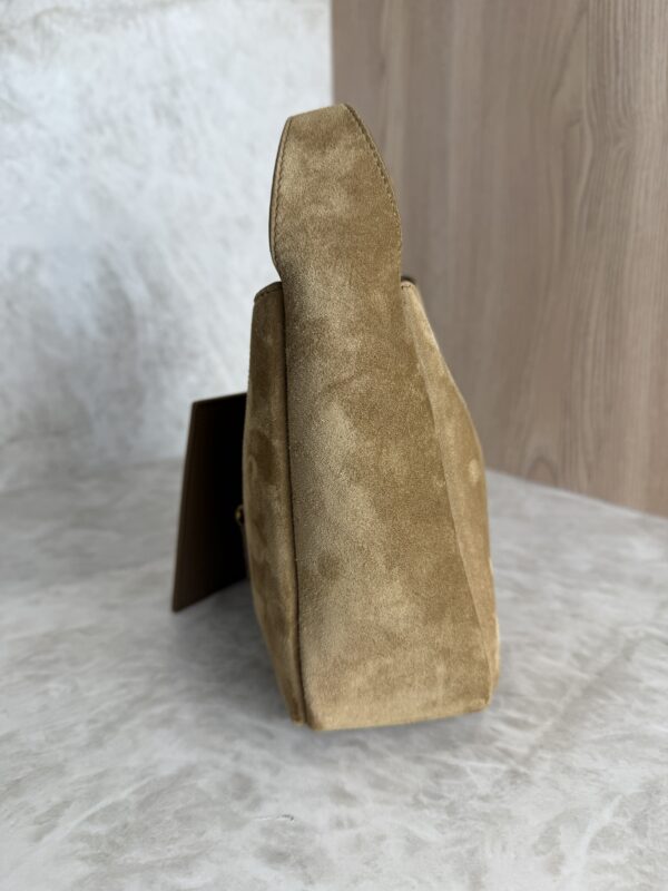 Saint Laurent (YSL) Suede Baby Supple Le 5 A 7 Hobo Golden Leaf