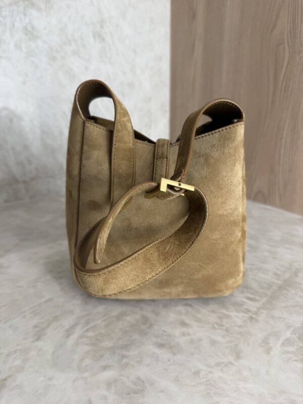 Saint Laurent (YSL) Suede Baby Supple Le 5 A 7 Hobo Golden Leaf