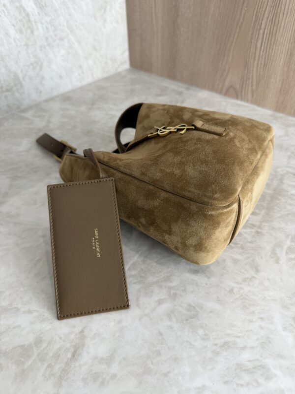 Saint Laurent (YSL) Suede Baby Supple Le 5 A 7 Hobo Golden Leaf