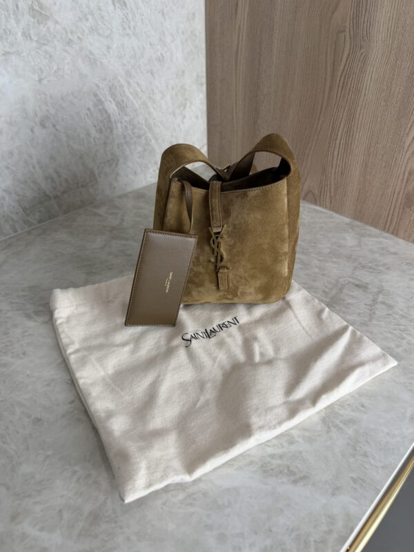 Saint Laurent (YSL) Suede Baby Supple Le 5 A 7 Hobo Golden Leaf