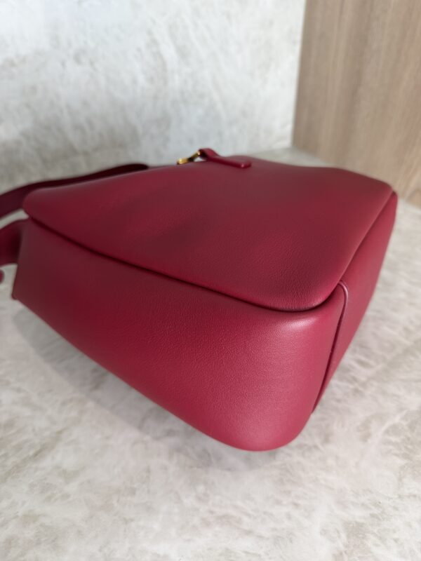 Saint Laurent (YSL) Smooth Calfskin Small Le 5 A 7 Soft Hobo Cherry Jam